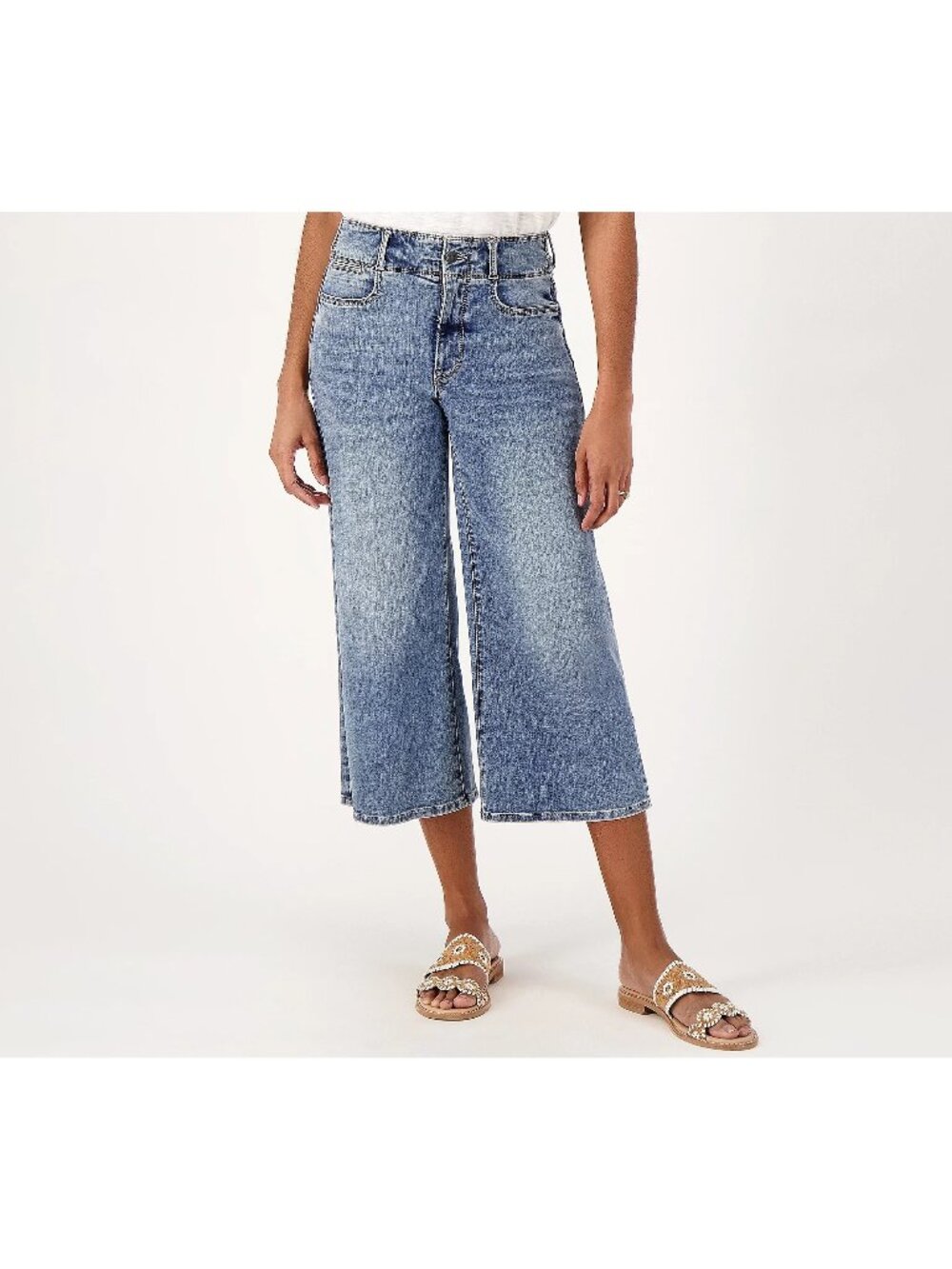 NYDJ Crop Jeans Size 26W Cool Embrace Wide Leg Denim Fantasy Light Wash Blue NEW